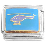 Flying Helicopter Purple Blue Italian Charm