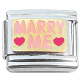 Marry Me Pink Red Hearts Italian Charm