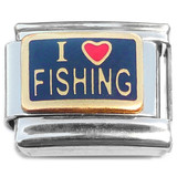 I Love Fishing Red Heart Italian Charm