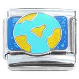 World Globe Earth Glitter Sky Italian Charm