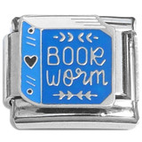 Book Worm Heart Italian Charm