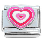 Multi Heart Red Pink White Love Italian Charm