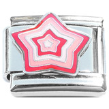 Multi Star Burst Red Pink White Italian Charm