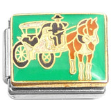 Amish Horse Buggy Green Italian Charm