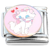 Cute White Cat Hearts Italian Charm