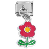 Red Yellow Flower Dangle Italian Charm