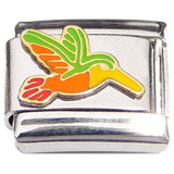 Cute Hummingbird Green Red Orange Yellow Italian Charm