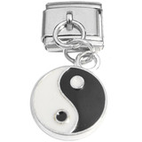 Yin Yang Black White Dangle Italian Charm