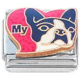 Love My Boxer Red Heart Dog Italian Charm