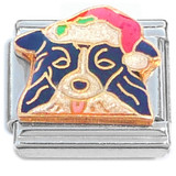 Border Collie Christmas Holiday Santa Hat Dog Italian Charm