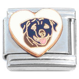 Rottweiler White Heart Dog Italian Charm