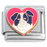 Border Collie Red Heart Dog Italian Charm