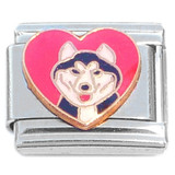 Alaskan Malamute Red Heart Dog Italian Charm