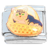 Tabby Cat in Basket Italian Charm