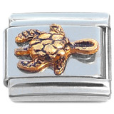 Bronze Turtle Swimming Italian Charm