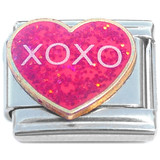 XOXO Glitter Red Love Heart Italian Charm