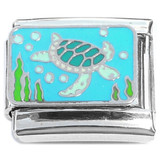 Sea Turtle Swimming Bubbles Italian Charm