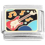 Electric Guitar Music Notes Italian Charm