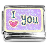 I Love You Purple Glitter Italian Charm