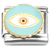 All Knowing Evil Eye Blue Circle Italian Charm