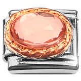 Rose Pink Oval Bling Italian Charm