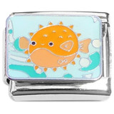 Puffer Fish Swimming Italian Charm