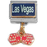 Las Vegas Dangle Black Italian Charm