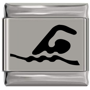 Swimming Laser Engraved Italian Charm (9mm Standard Size) Swimming Laser Engraved Italian Charm (9mm Standard Size)