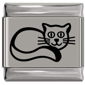 Smiling Kitty Cat Laser Engraved Italian Charm (9mm Standard Size)