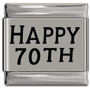 Happy 70th Laser Engraved Italian Charm (9mm Standard Size) Happy 70th Laser Engraved Italian Charm (9mm Standard Size)