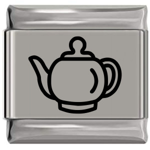 Tea Pot Teapot Laser Engraved Italian Charm (9mm Standard Size)