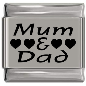 Mum and Dad Laser Engraved Italian Charm (9mm Standard Size) Mum and Dad Laser Engraved Italian Charm (9mm Standard Size)