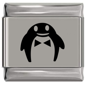 Fancy Penguin Laser Engraved Italian Charm (9mm Standard Size)