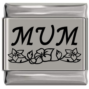 Mum Flowers Laser Engraved Italian Charm (9mm Standard Size) Mum Flowers Laser Engraved Italian Charm (9mm Standard Size)