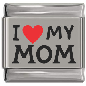 I Love My Mom Red Heart Laser Engraved Italian Charm