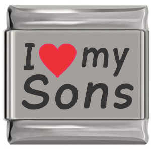 I Love My Sons Red Heart Laser Engraved Italian Charm I Love My Sons Red Heart Laser Engraved Italian Charm