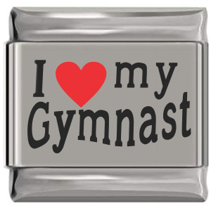 I Love My Gymnast Red Heart Laser Engraved Italian Charm