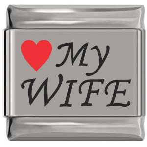 Love My Wife Red Heart Laser Engraved Italian Charm Love My Wife Red Heart Laser Engraved Italian Charm