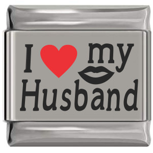 I Love My Husband with Lips Red Heart Laser Engraved Italian Charm I Love My Husband with Lips Red Heart Laser Engraved Italian Charm