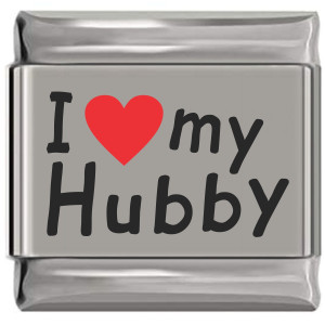 I Love My Hubby Red Heart Laser Engraved Italian Charm