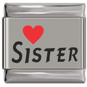 Sister Red Heart Laser Engraved Italian Charm Sister Red Heart Laser Engraved Italian Charm