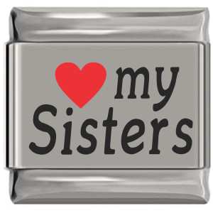 Love My Sister Red Heart Laser Engraved Italian Charm Love My Sister Red Heart Laser Engraved Italian Charm