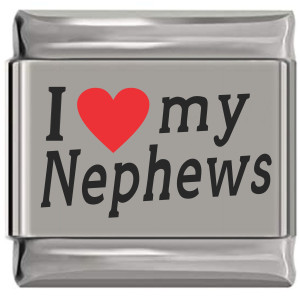 I Love My Nephews Red Heart Laser Engraved Italian Charm