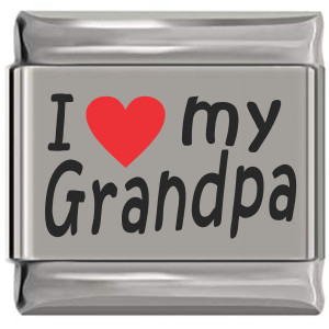I Love My Grandpa Red Heart Laser Engraved Italian Charm