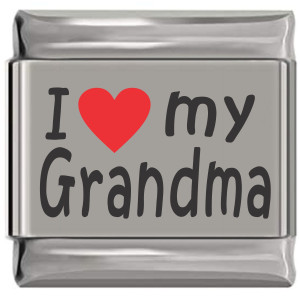 I Love My Grandma Red Heart Laser Engraved Italian Charm