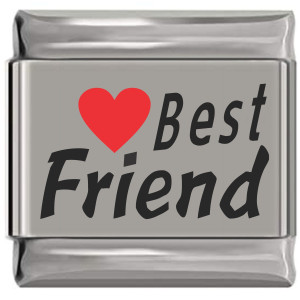 Best Friend Red Heart Laser Engraved Italian Charm Best Friend Red Heart Laser Engraved Italian Charm