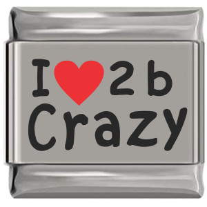 I Love 2 b Crazy Red Heart Laser Engraved Italian Charm I Love 2 b Crazy Red Heart Laser Engraved Italian Charm