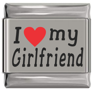 I Love My Girlfriend Red Heart Laser Engraved Italian Charm