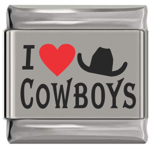 I Love Cowboys Red Heart Laser Engraved Italian Charm I Love Cowboys Red Heart Laser Engraved Italian Charm