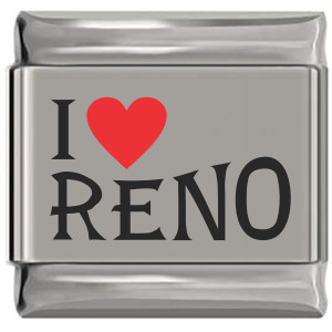 I Love Reno Red Heart Laser Engraved Italian Charm